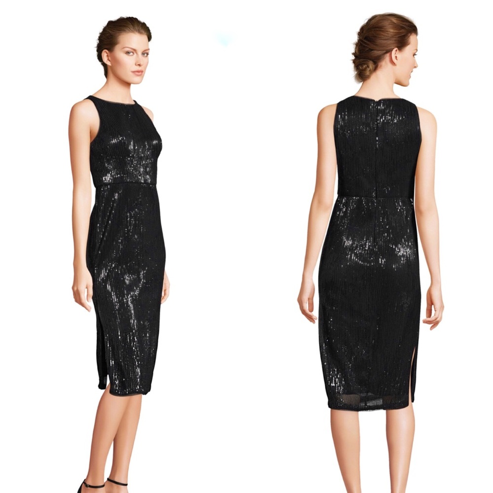 Black Sequin Midi Dress